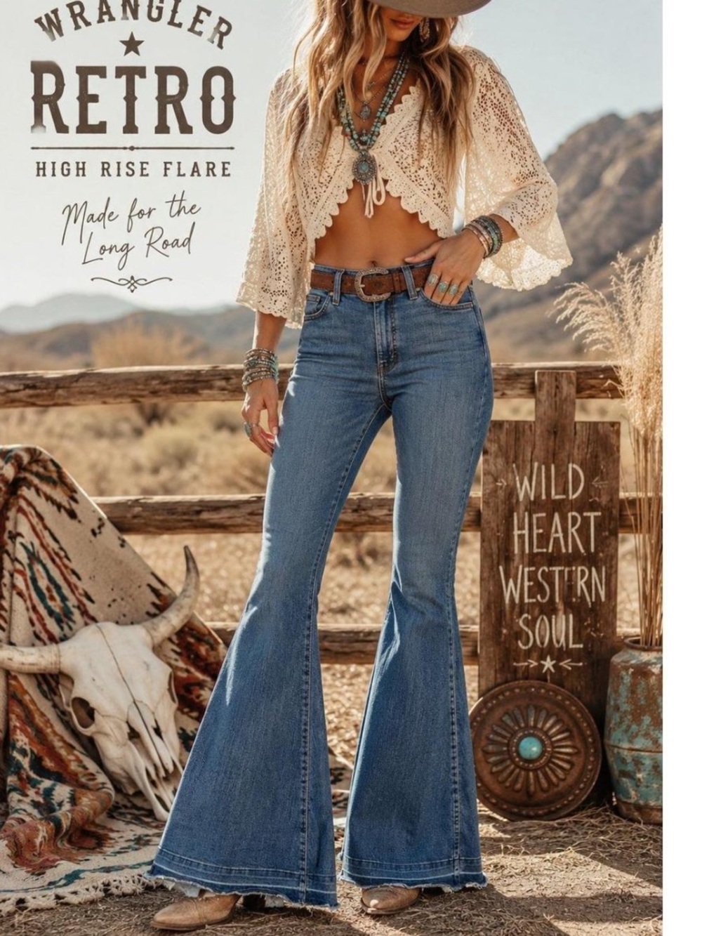Wrangler Retro High-Rise Flare Jeans - Blue Size 28x29”